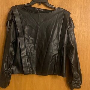 Black Zara faux leather top
